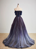 Amozae-Cyber Monday Christmas party outfits Dark starry sky purple tulle long prom dress purple evening dress BD19