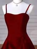 Amozae-Cyber Monday Christmas party outfits Sexy Wine Red A-Line Straps Satin Long Burgundy Prom Dresses D087