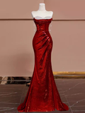 Amozae-Cyber Monday Christmas party outfits Sexy Mermaid Burgundy Sequin Long Prom Dress B361