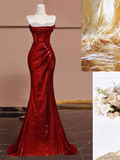 Amozae-Cyber Monday Christmas party outfits Sexy Mermaid Burgundy Sequin Long Prom Dress B361