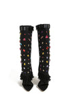 Amozae-Rhinestone Denim High Heel Pointed Toe Boots