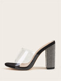 Amozae-Rhinestones Transparent Chunky Heel