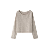 Amozae-Autumn Casual Outfits Amozae-Women's Wool Slanted Off One Shoulder Neck Sweater, Soft Elastic Slimming Top, Winter