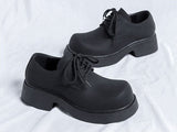 Amozae- Okcheon Matt Black Chunky Lace Up Shoes