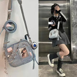 Amozae-Fall Outfits Streetwear y2k 90s Fashion Gothic  Vintage Denim Messenger Bag Women 2023 New Hot Girls Harajuku Casual Crossbody Bags Female Retro Solid Canvas Bag Y2k