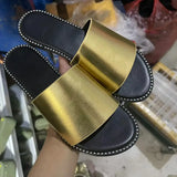 AMOZAE-- Peep Toe Solid Flat Slides, Comfortable Fashion
