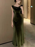 Amozae-Elegant Velvet Dress Women Sleeveless V-neck Wrap Hip Slim Mermaid Evening Party Prom Vestidos Mujer Solid Fashion Sexy Robe New