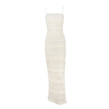 Amozae  Summer Maxi Spaghettt Strap Wed Bride Dress Elegant Formal Occasion Beige Slim Party Even Dress Women