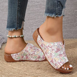 Amozae-Fashion Floral Printed Women's Slippers Summer Soft Sole Comfort Wedges Sandals Woman Lightweight Non Slip Casual Beach Slides