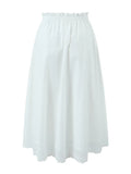 Suninheart 2023 Women Summer Bow Tied Midi Skirt Vintage Elastic High Waist White Skirts Streetwear Casual Women's Clothing