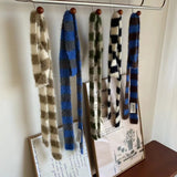 Amozae-Autumn Casual Outfits Amozae-Striped Narrow Fuzzy Long Thin Scarf Black And White Y2K Scarf 250*4.5cm