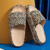 AMOZAE- - Rimocy Leopard Platform Slippers Soft Sole Slide Sandals