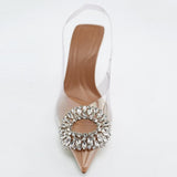 Amozae- Amozae  Summer Cute Rhinestones Pointed Sandals Women Transparent Heeled Slippers Woman Elegant Jelly Sandals Shiny Sexy Pumps