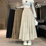 Amozae-High-waisted Slimming Tweed Skirt Korean Style 2024 New Spring Summer Long Dress Stylish Versatile For Women