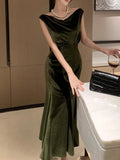 Amozae-Elegant Velvet Dress Women Sleeveless V-neck Wrap Hip Slim Mermaid Evening Party Prom Vestidos Mujer Solid Fashion Sexy Robe New