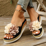 Amozae-Mix Color Flower Wedge Sandals for Women Summer 2025 Fashion Platform Slippers Woman Lightweight Non Slip Beach Sandalias Mujer