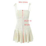 Amozae-hoco dresses Suninheart  Lovely A Line Summer Dress 2024 New Arrivals Cotton Blend Casual Beige Pleated Dress Mini Sexy Holiday Dress Women