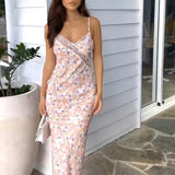 Amozae-Summer Maxi Dress For Women Fashion Print Sleeveless Strap Backless Sexy Lace Bodycon Dress Casual Elegant Club Party Dresses