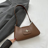 Amozae-Vintage PU Leather Shoulder Bags for Women 2024 Classic Y2K Small Purse Luxury Brand Female Handbags Daily Ladies Underarm Bag