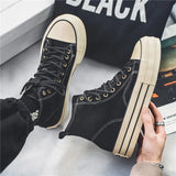 Amozae-Hot sale Brown Men's Canvas Shoes Fashion Espadrilles Man High top Sneakers Platform Vulcanized Shoes Men Unisex Board Shoes