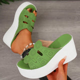 Amozae-Fashion Hollow Out Wedge Heel Sandals Women Peep Toe Chunky Platform Sandals Woman Summer Anti Slip Thick Bottom Beach Slippers