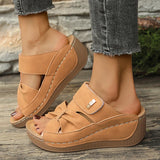 Amozae-Thick Sole Wedge Heel Sandals for Women Summer 2025 Casual Hollow Out Platform Slippers Woman Lightweight Non Slip Beach Shoes