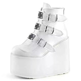Amozae-Winter Buckle Ankel Boots Women Punk Female Platform Boots Wedges High Heels PU Women Boots Botas Mujer Plus Size