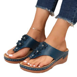 Summer Women Wedge Slippers Outdoor Beach Casual Flip Flop Advanced Open Toe Anti-Slip Sandals Artificially Sewn Handmade Shoes