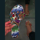 AMOZAE-- Fashionable Flip Flops with Gemstone Rhinestones, Transparent PVC Flats