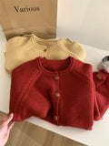 Amozae-Autumn Casual Outfits Amozae-Shoulder Sleeves Rolled Edges Sweater Jacket Women, Loose Slim Warm Round Neck Knitted Cardigan