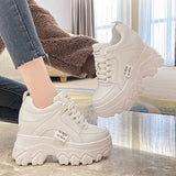 Amozae-Trendy  Spring Autumn Women's Casual Sports Shoes Thick Base Old Man Style Korean Version Versatile Internal Height 9cm