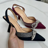 AMOZAE-- Luxury Rhinestone Bow Stiletto High Heels