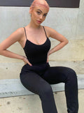 Amozae-Black Sexy Jumpsuits Women Summer Sleeveless Rompers Spaghetti Strap Backless Casual Bodycon Skinny Sports Fashion Streetwear