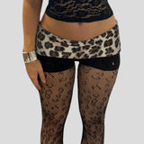 Amozae Leopard Print Patchwork Low Waist Shorts Y2K Fashion High Street Clubwear Women Skinny Black Mini Shorts Retro Sexy