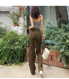 Amozae-Bell-Bottoms Lace Up Design High Waist American Vintage Style Straight Leg Trousers Harajuku Fashion Y2k Streetwear Trousers