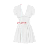 Amozae-hoco dresses Suninheart Summer White Puff Sleeve Dress Mini A Line Dollar Collar Party Holiday Dress Casual Short Sleeve Women's Dress 2024