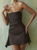 Amozae-hoco dresses Summer Satin Dress Bodycon Women Party Dress 2024 New Arrivals Mini Strapless Dress Sexy Celebrity Birthday Night Dresses
