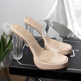 Amozae-Chunky Platform Transparent Pvc Sandals Women Summer 2023 Clear Super High Heels Sandals Woman Plus Size 42 Thick Heeled Slipper