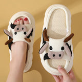 AMOZAE- - Cute Milk Cow Cotton Slippers