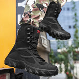 Amozae-Men's Sneaker Boots Outdoors High Top Leisure All-match Men's Mountaineering Military BootsBoots Non-slip Rubber Men Flat Boots