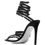 Amozae-Fashion Crystal Pendant Tassels Women Sandals Sexy Snake Coiled Stiletto High heels Gladiator sandals Summer Wedding Party Shoes