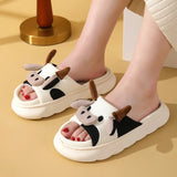 AMOZAE- - Cute Milk Cow Cotton Slippers