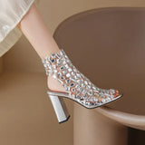 Amozae-Brand Design 2024 New Crystal/rivet Zipper Sandals Stage Banquet Nightclub High Heels Women Shoes Apricot Silver Dress Matching