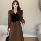 Amozae-Elegant Women's Clothing Autumn/winter Two-piece Illusion Waist-fitted Long Dress Design Sensibility Slimming