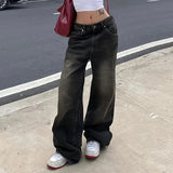 Amozae Y2K Street Baggy Jeans American Retro Fashion Loose Denim Pants Basic Grunge Low Waist Sweatpants Korean Women 2024