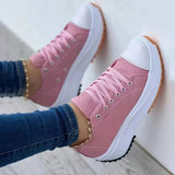 AmozaeNew Spring autumn Women Sneakers Platform Shoes Female Lace-Up Casual Canvas Shoes Ladies Running Sports Shoes Woman trainer 43