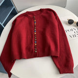 Amozae-Autumn Casual Outfits Amozae-Spring Autumn Rainbow Button Sweater Cardigan Loose Lazy Knitted Coat