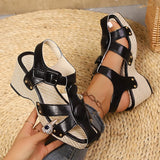 Amozae-Hollow Out Wedge Heel Gladiator Sandals for Women Closed Toe Chunky Platform Sandals Woman 2025 Summer Thick Bottom Beach Shoes