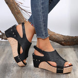 Amozae-Retro Thick Bottom Wedge Sandals Women 2024 Summer Ankle Strap Chunky Platform Sandals Woman Plus Size 43 Hollow Out Beach Shoes