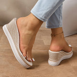 Amozae-Transparent PVC Wedge Heels Sandals Women Summer Fashion Chunky Platform Slippers Woman Anti Slip Thick Sole Beach Slides Shoes